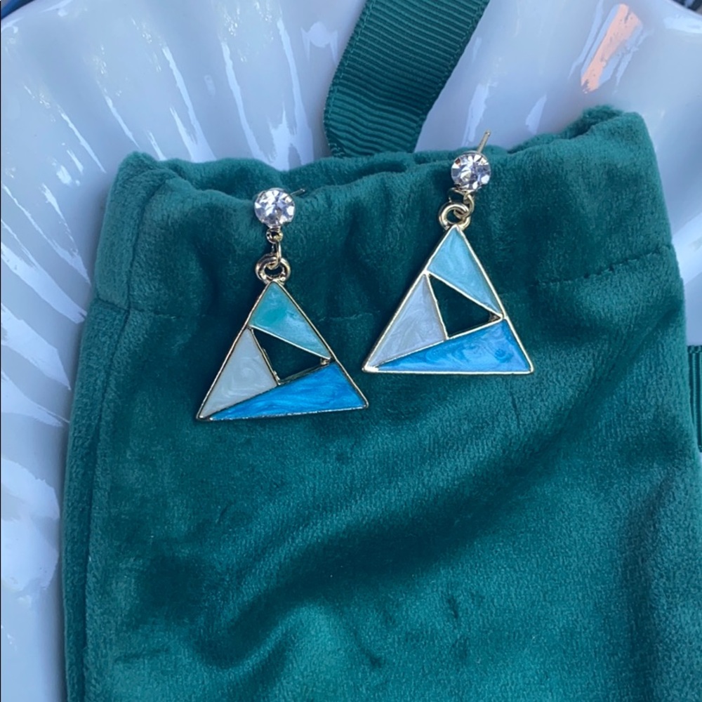 Quartered Triangle Drop Dangle Earrings